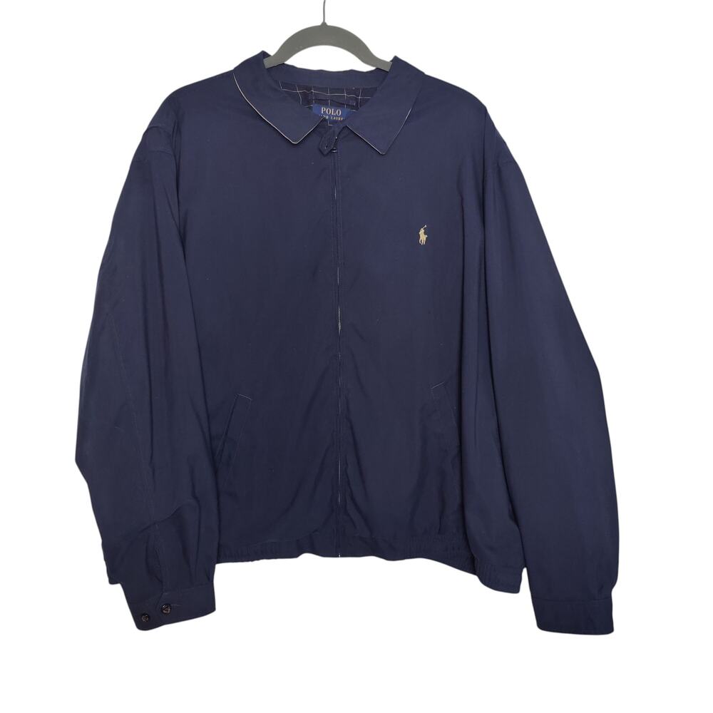 Polo Ralph Lauren Men's Sz XLT Navy Blue Bi-Swing Full Zip Windbreaker Jacket